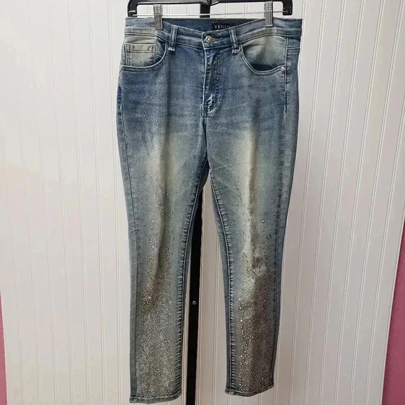 Venus Distressed Embellished Jeans - Picture 1 of 11